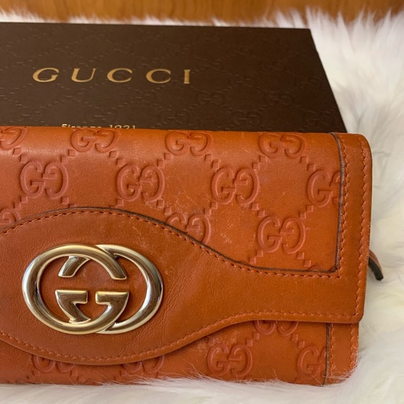 Sold💖Authentic Gucci Bifold Long Leather Wallet in 🍊 - Picture 8 of 14
